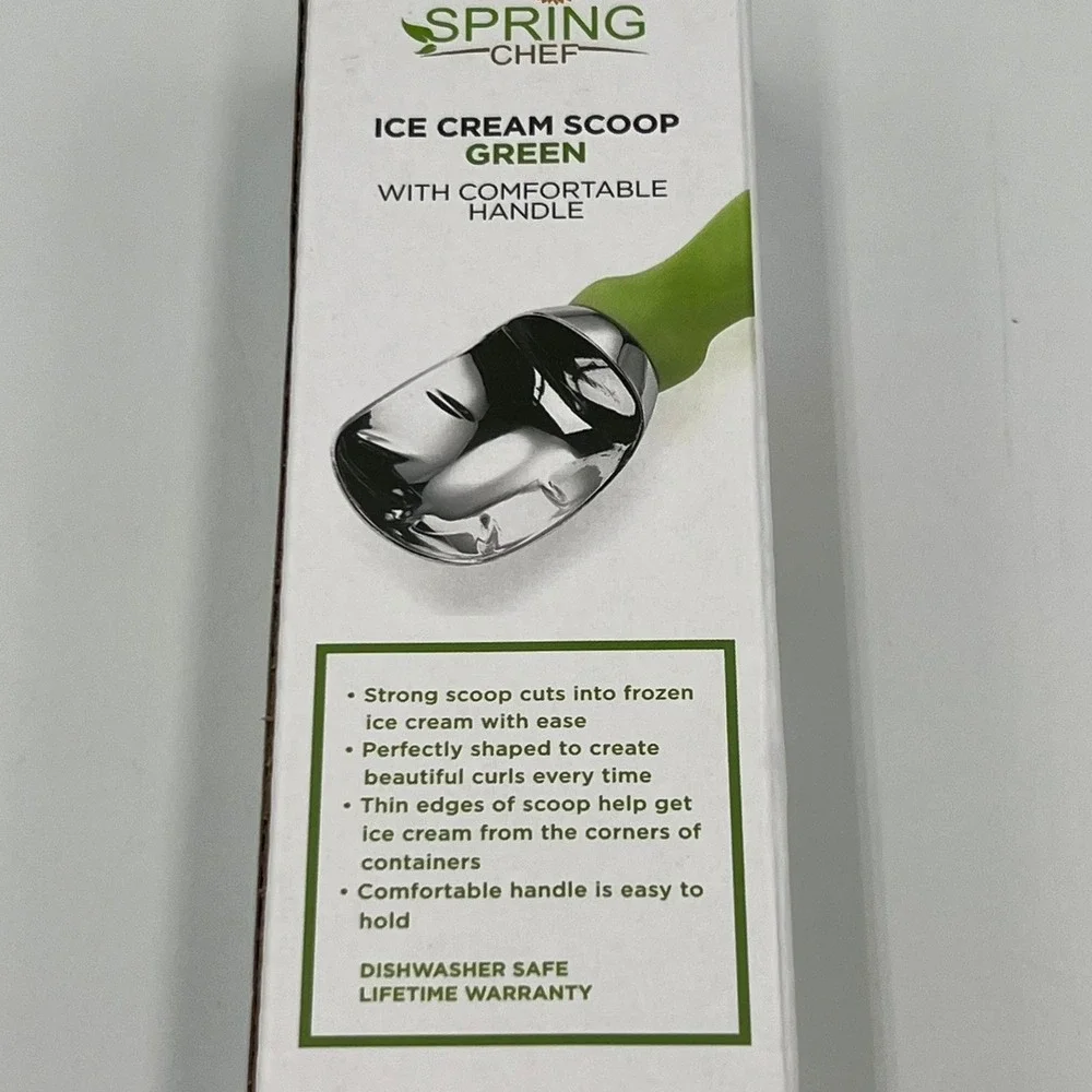 Spring Chef Ice Cream Scoop Green Heavy Duty Ergonomic Grip New